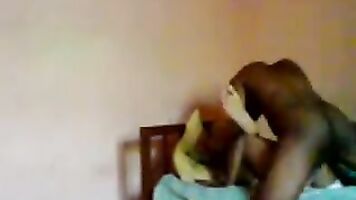 Hyderabadi wife showing lovely tits and swollen pussy lips moaning loudly in pleasure while recording her own fucking session in this awesome MMS.