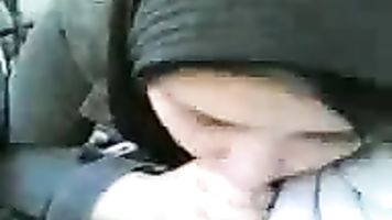 Arab slut sucking my cock in the car.
